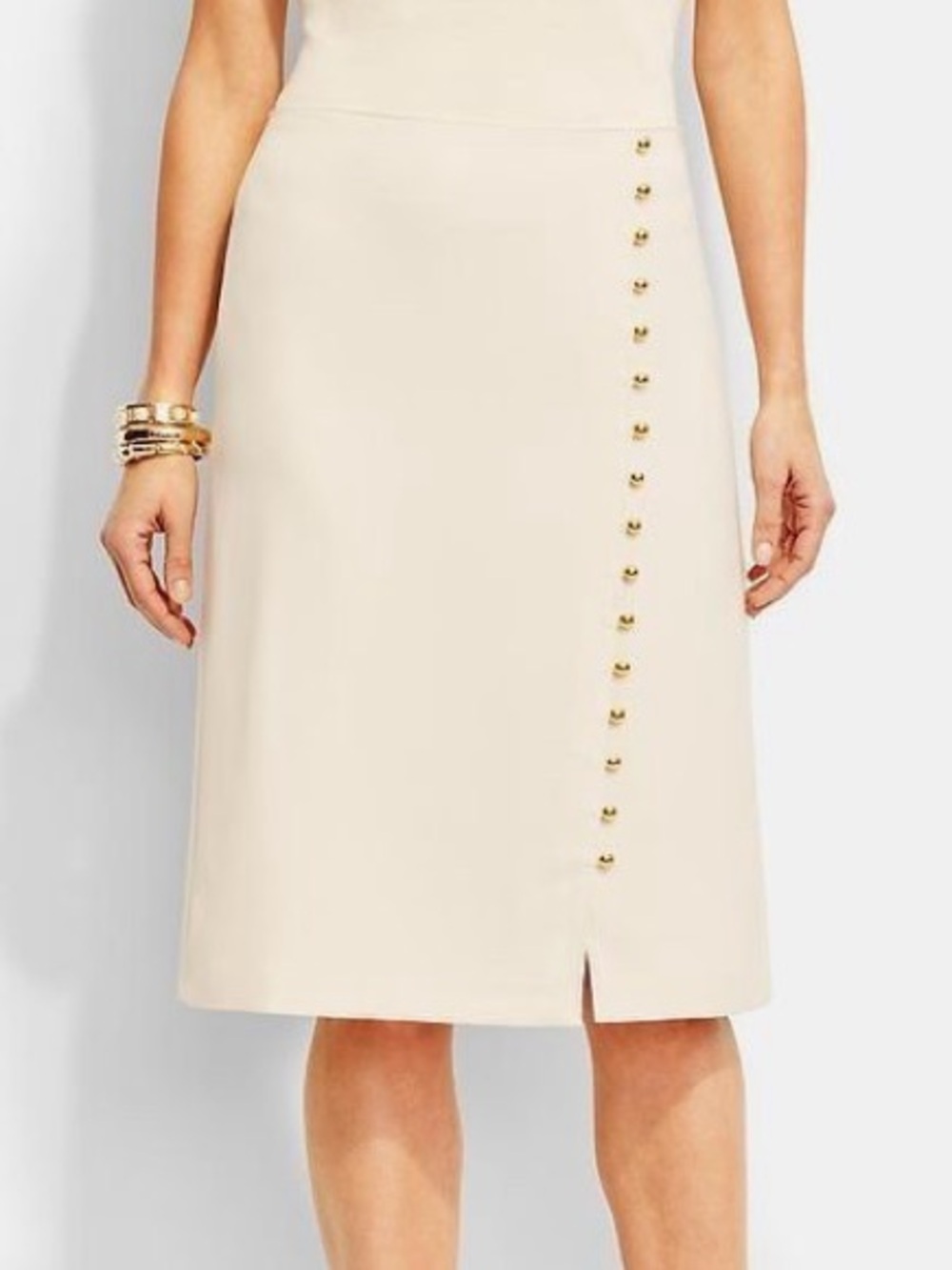 Talbots Ivory Faux-Wrap Double-Weave Crepe A-Line Skirt Size 6